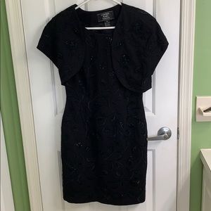 Black beaded fancy dress with jacket size 10